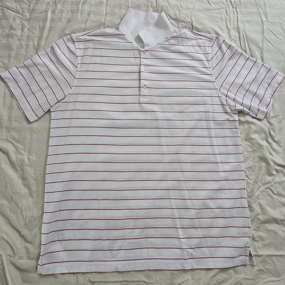 Greg Norman Golf Men's White/Red Striped Polo XXL